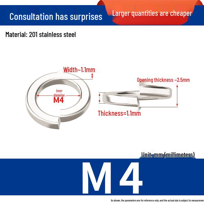304 Stainless Steel Split Spring Washer Spacer Ring (M3, M5, M6, M8)