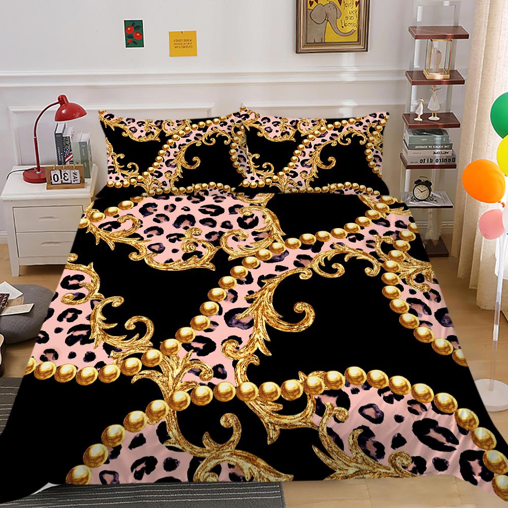 Gold Duvet Cover Gold Pattern 3D Luxury Printed Quilt Cover King Size Bed Suitable for Teens Adults Polyester Bedding Set