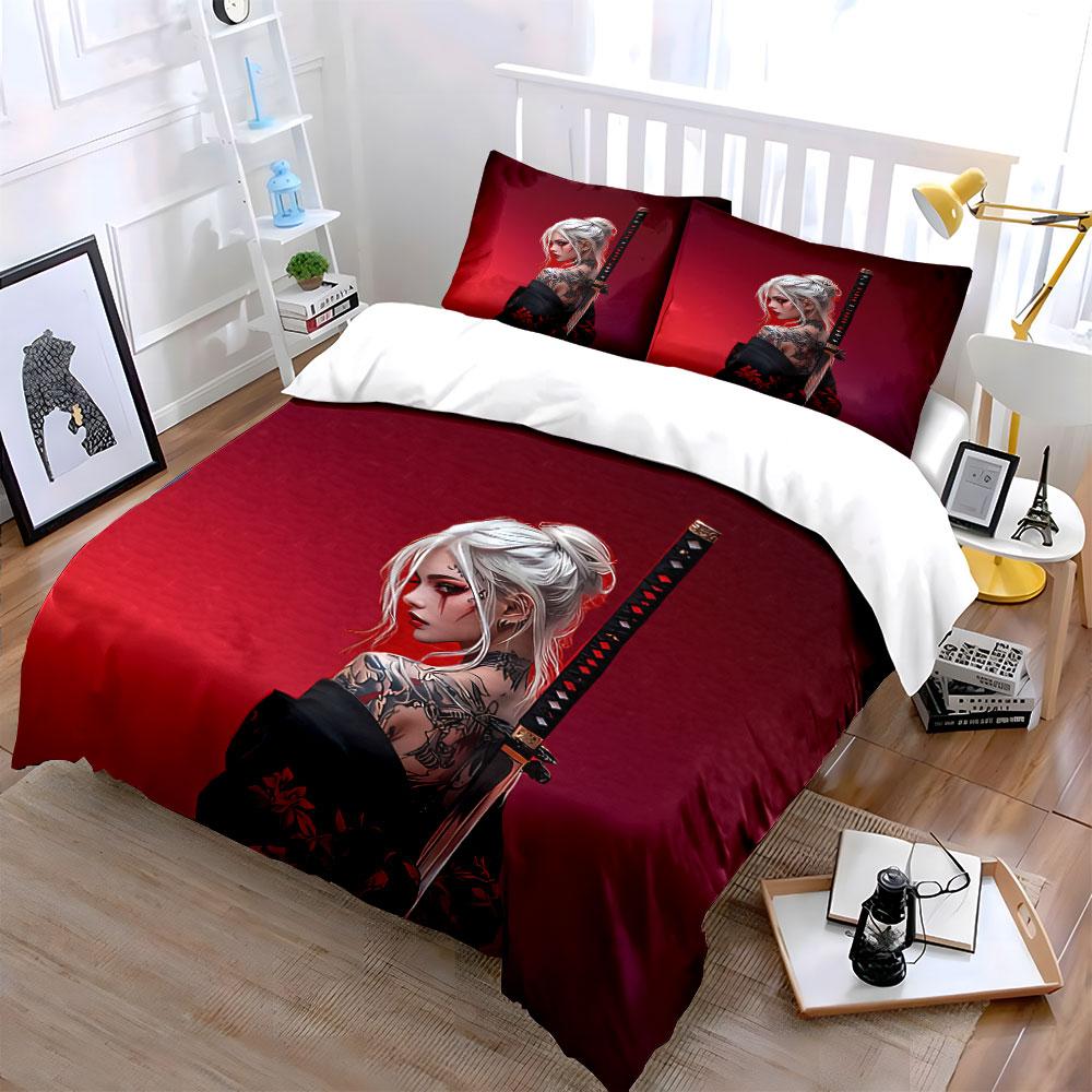 Tattooed Warrior with Sword Bedding Duvet Cover Set Duvet Cover Pillowcases  (1*Duvet Cover 2*Pillowcases, without duvet insert)