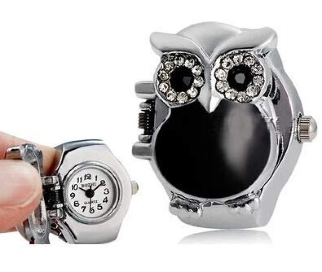ZoooooM Eulen-Design Fingerringuhr mit Deckel, Einheitsgröße (rot) ZM-WATCH3318-RD