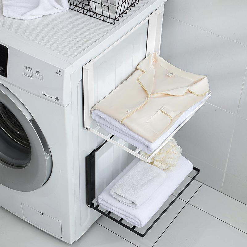 Magnetisches Metall Waschmaschinen Seitenregal Platzsparend Klappbarer Wäscheständer Ohne Bohren Temporäres Regal Einfaches Badezimmerregal