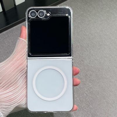 Clear For Wireless Charging Phone Case For For Samsung Galaxy Z Flip Fold 7 6 5 4 3 Magnetic Transparent Acrylic Hard Cover