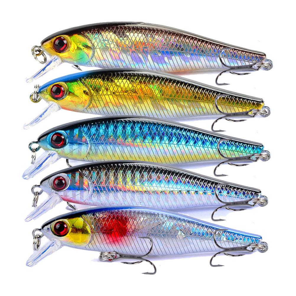 5 Stück Angelköder 3D-Druck Hartköder Crankbaits Sinkender Wobbler Drillingshaken Angelköder