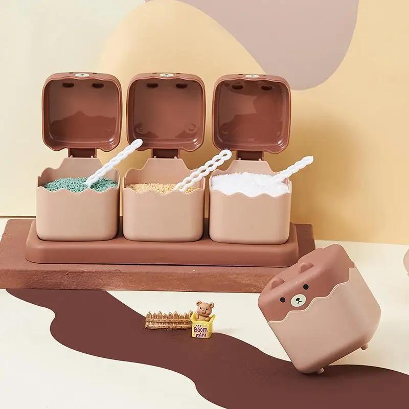 New Cartoon Seasoning Box Kitchen Household Seasonings Combination Set Seasoning Jar Seasonings Bottle Seasoning Jar Salt Jar