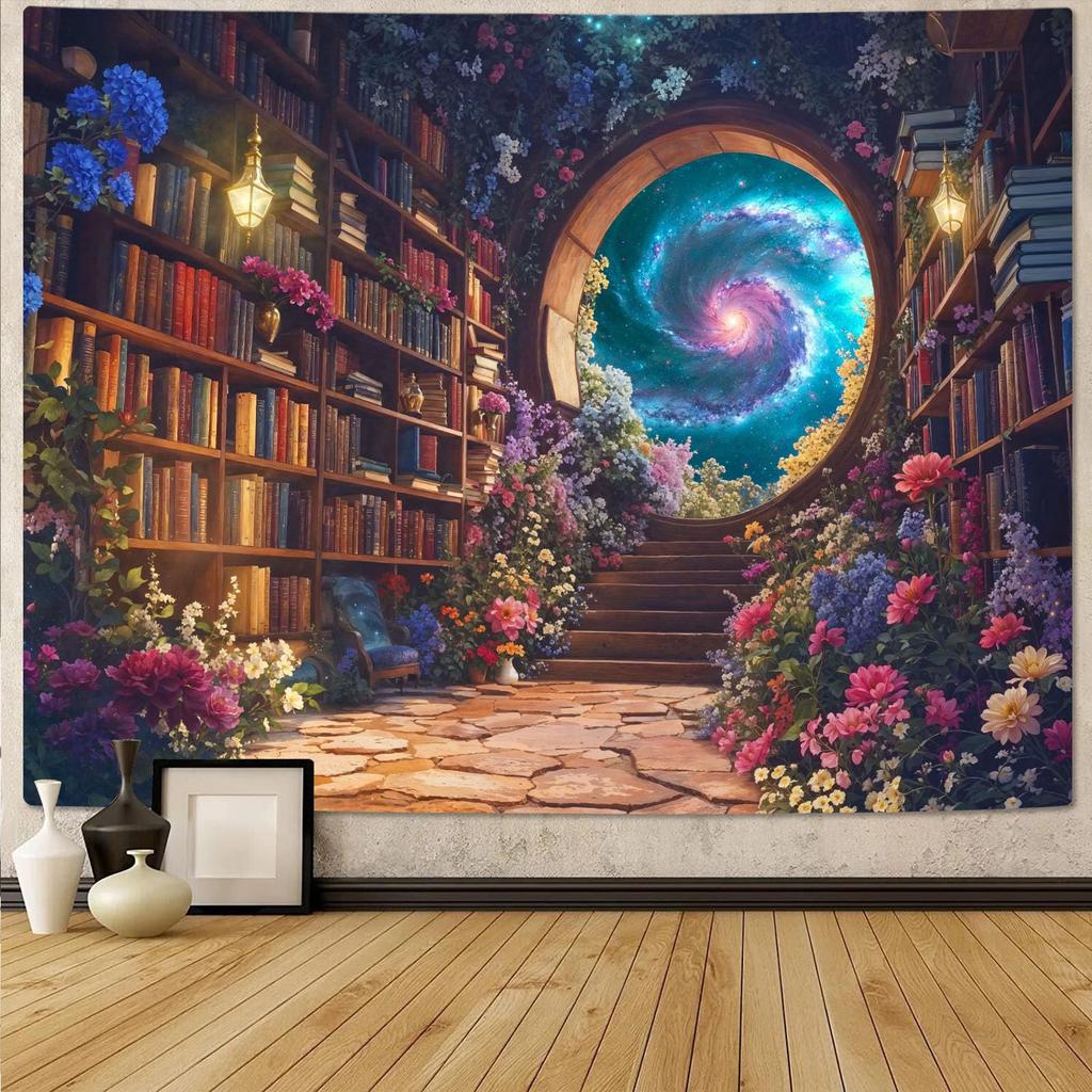 VIKAMA Mörk Magi Bokhylla Tapestry Hippie Helgon Rönn Tapestry Vägghängande Vardagsrum Sovrum Bibliotek Bok Tapestry