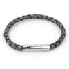 Glory_Arden [Unisex] Surgical Steel Vintage Gray Leather Bracelet / Ghmb-164