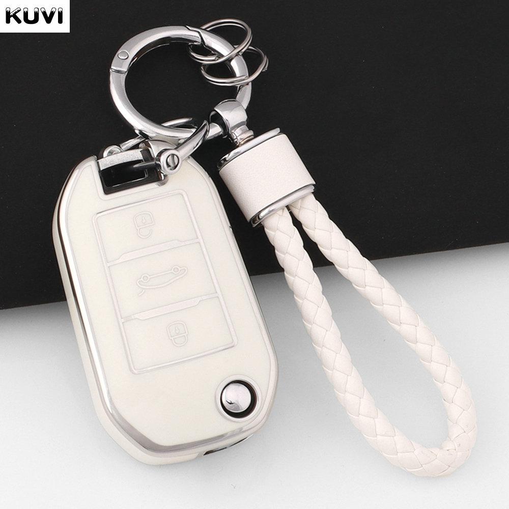 New Tpu Car Flip Key Case Cover Shell Fob For Peugeot 208 308 408 508 2008 3008 4008 5008 Key Chain Citroen C3 C4 Cactus C6 C8