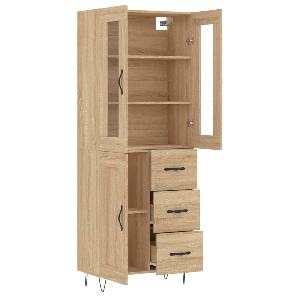 Highboard in Sonoma Oak Finish 69.5 x 34 x 180 cm Particleboard