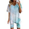 Womens Loungewear Two Piece Outfits For Women Summer V Neck T-Shirt Tops Shorts Workout Sports Tracksuit