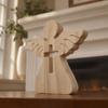 Wooden Hollow Cross Wooden Angel Tabletop Ornament  Living Room Corner Shelf Display Decor