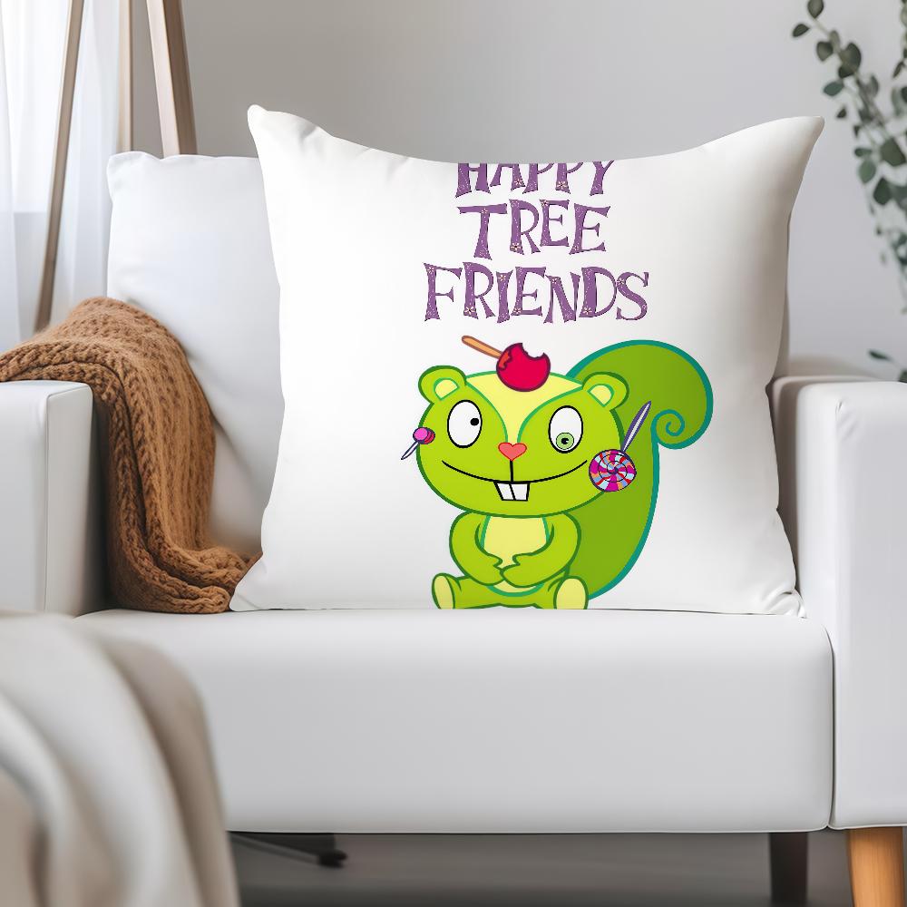 Anime Happy T-tree Friends Pillow Case Applicable Space For Guest Rooms Interiors Cars Office House Decoration