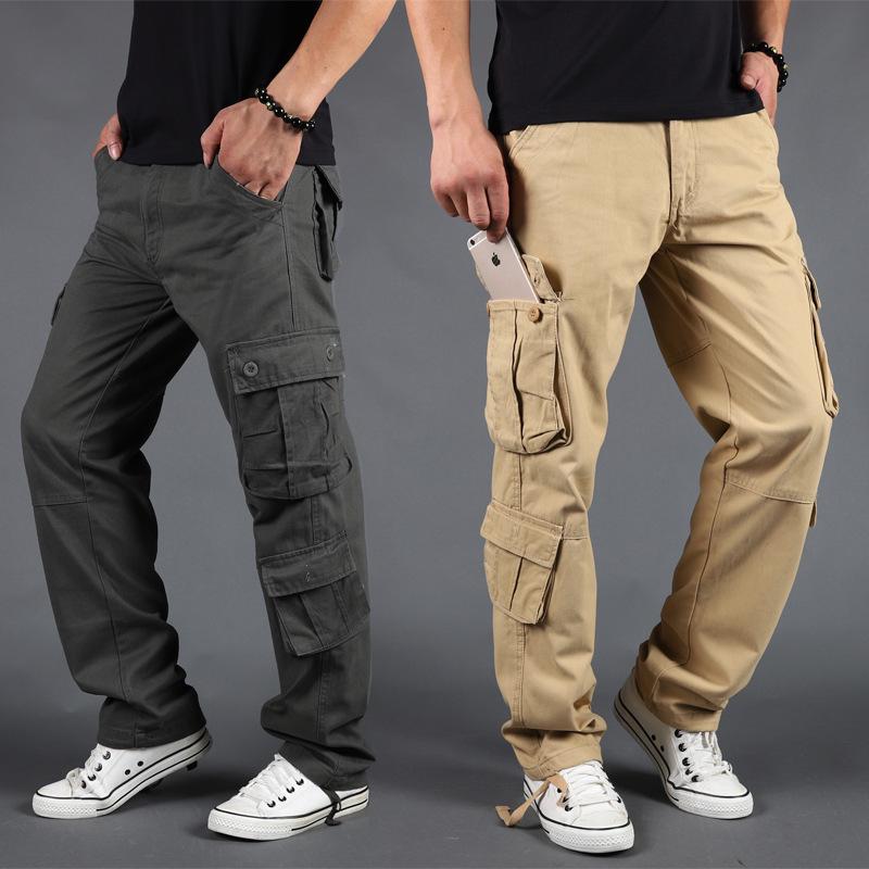 Men's Outdoor Multi-Pocket Loose Cargo Pants - Plus Size Cotton Straight Leg