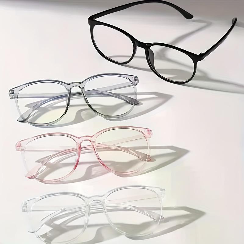 4 Pairs of Fashionable Computer Eyeglass Frames for Men and Women, Anti Blue Light Circular Glasses