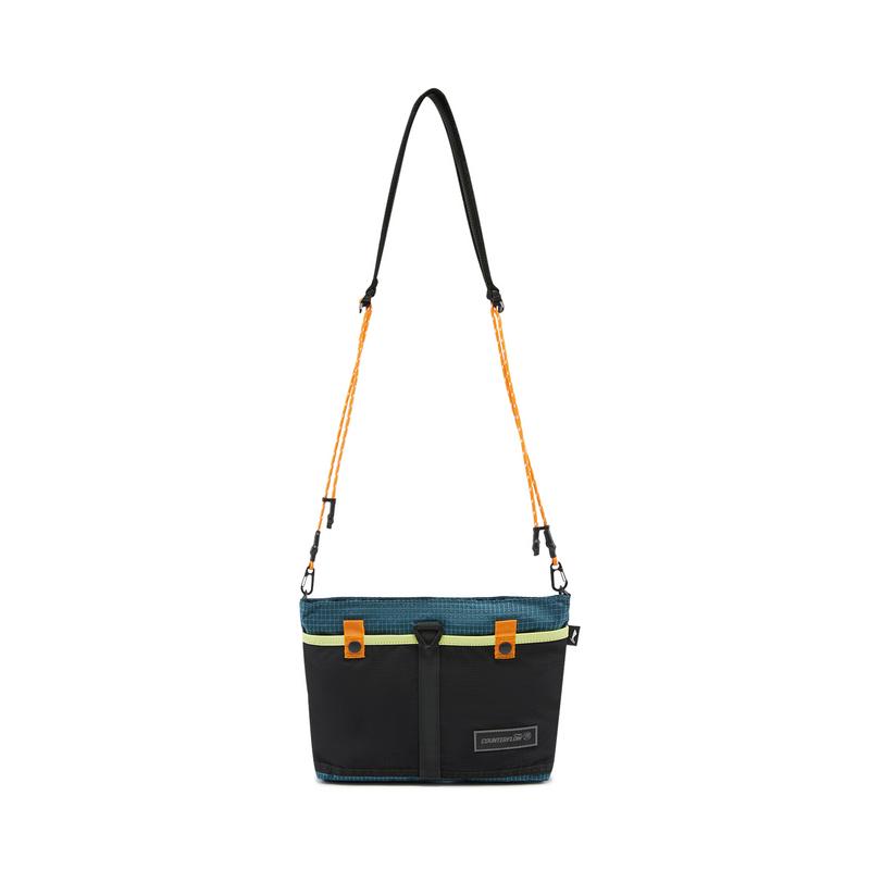 Li Ning Polyester Shoulder Bag, Crossbody Bag Unisex Basic Black & Dark Cyan ABDW257-4