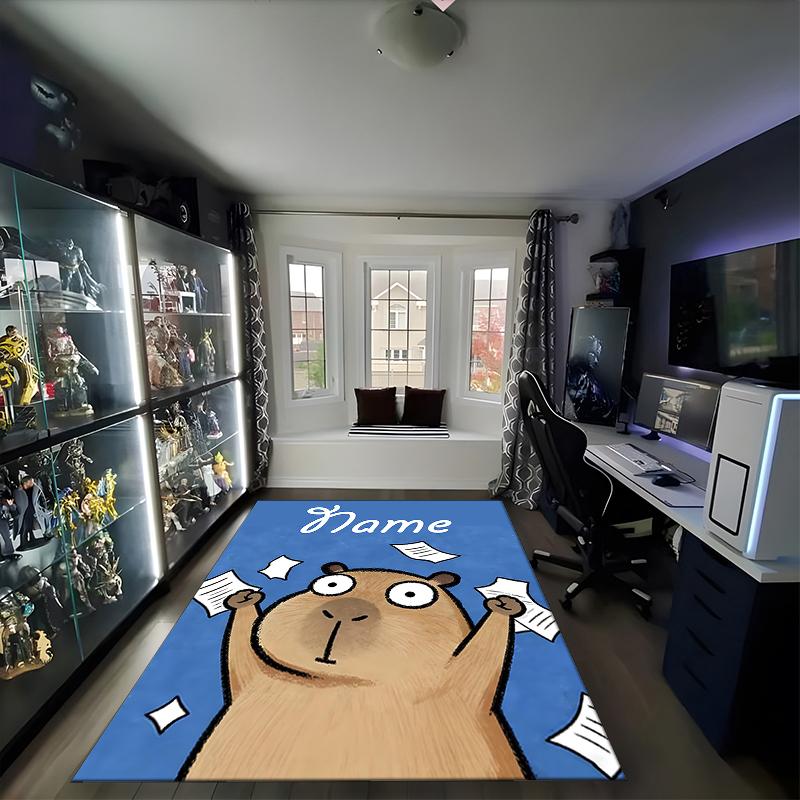 1PC Custom Name Groundhog Day Celebration Theme Floor Mat Ideal for Living Room, Game Rooms, Office, Bedroom,Floor Mat Playful Design