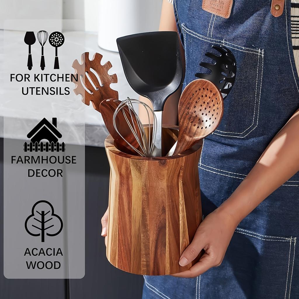 Xylon Kitchen Organizer Box Natural Solid Material Neat Storage for Cooking Tools Storage