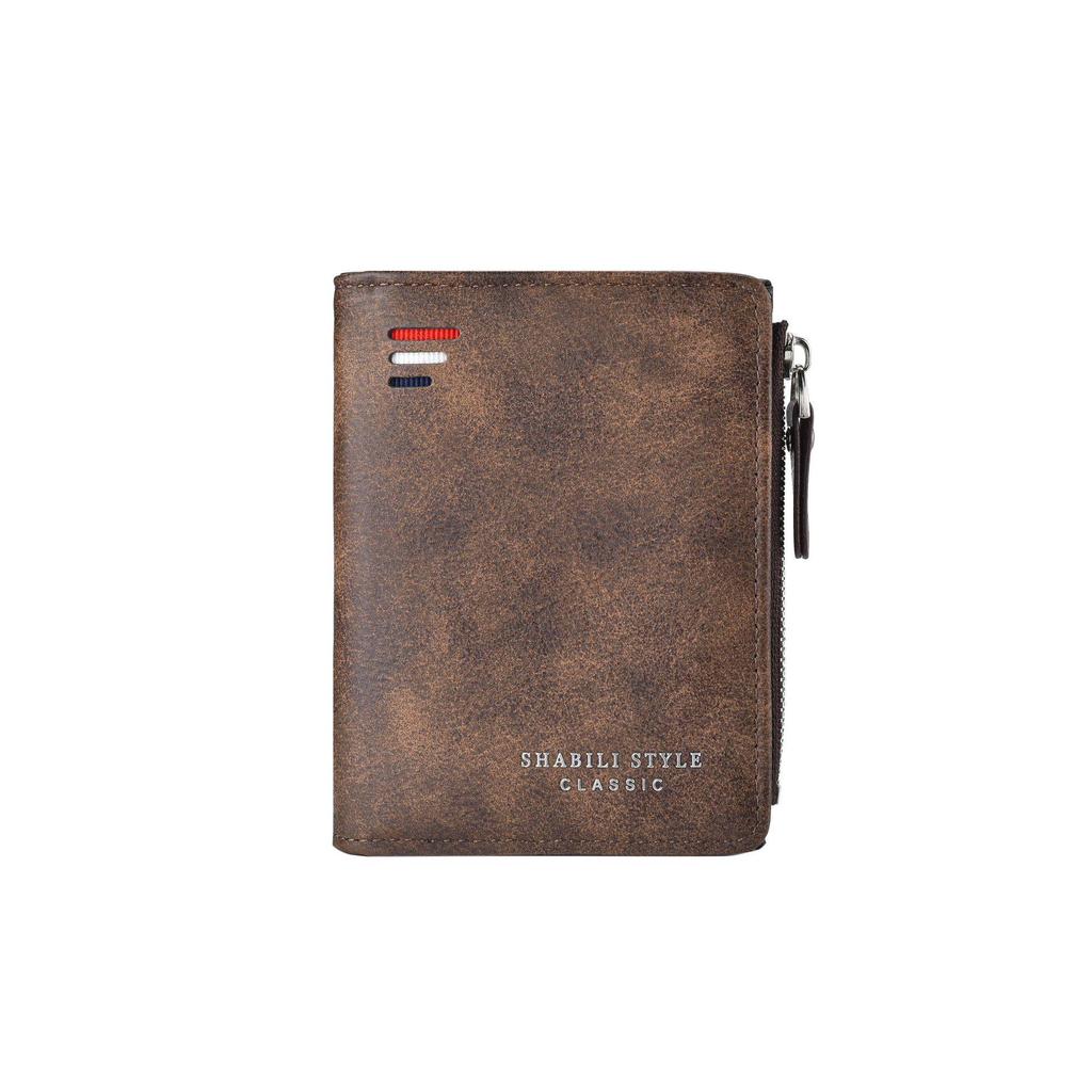 Men's High-End Casual Zipper Wallet - Short, Large Capacity, Multifunctional Billfold & Coin/Card Holder.