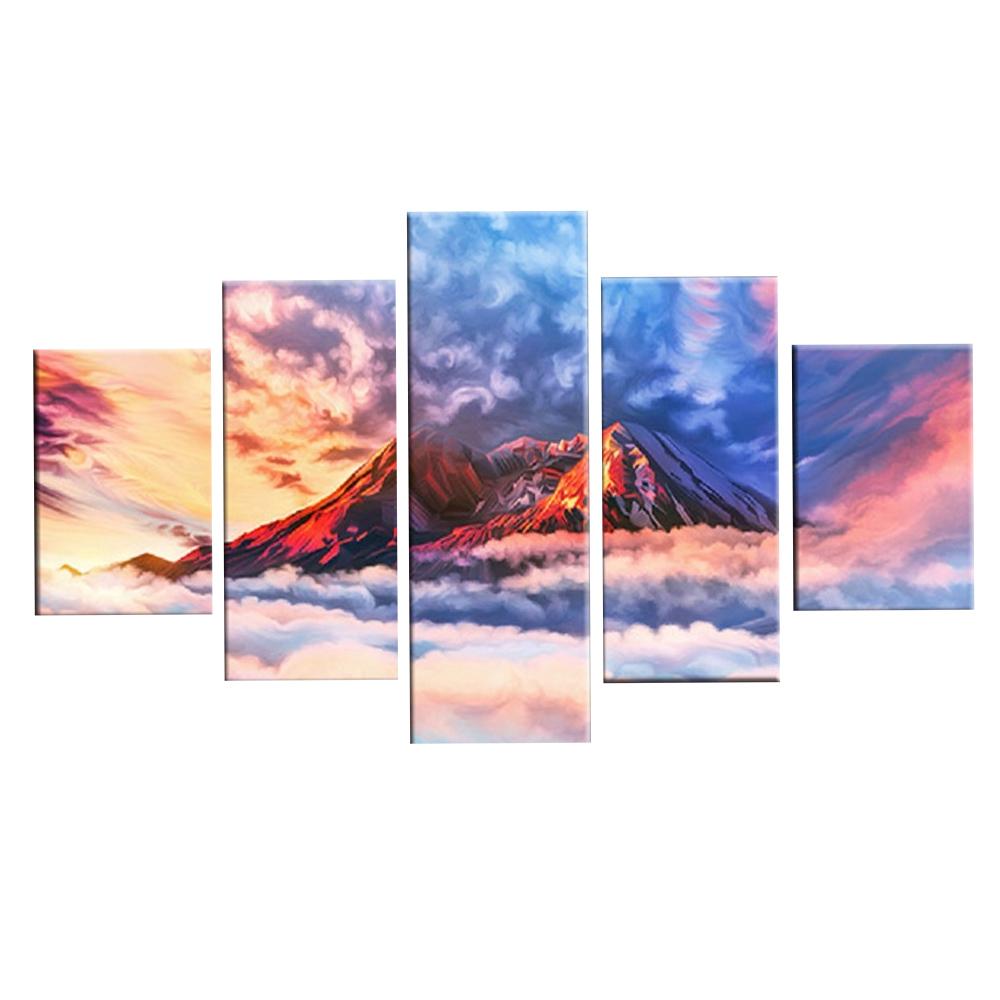 

Настенные художественные картины на холсте, украшения HD, современные принты, 5 шт., горы и белые облака, абстрактные пейзажи, фотографии, модульный постер без рамки 20x35cm*2 20x45cm*2 20x55cm*1