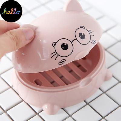 Caja de jabón nórdica para baño, con tapa, dibujos animados, 1 unidad