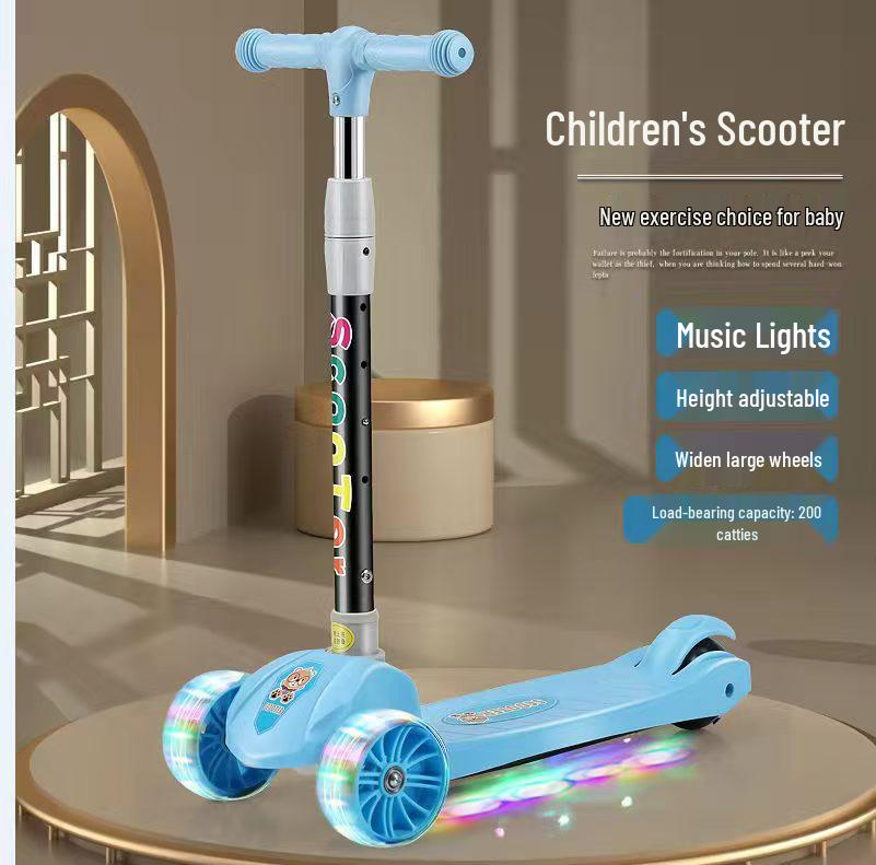 Foldable Children's Scooter with Music & Lights for Ages 3-12