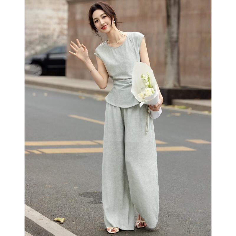 Women's Summer Twist-Knot Top & Elastic Waist Skirt Set
