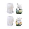 Flexible Silicone Rabbit Figurine Shaped Decoration Mould High Temperatures Resistant Gypsum Mould for Desktop Ornament