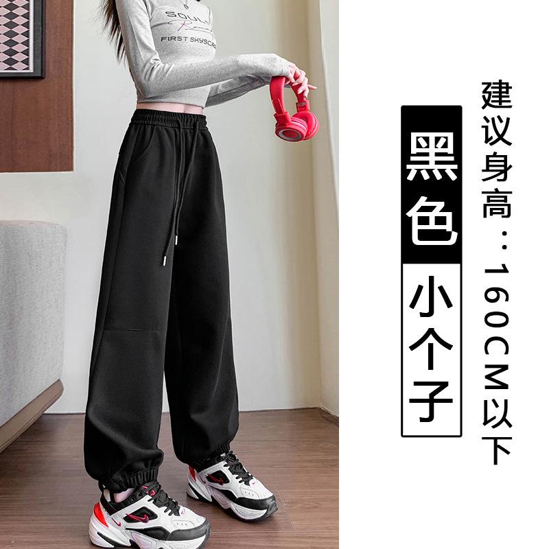 Gray Corset Sweatpants Women's Spring New High Waist and Thin Wide Legs Loose Harlan Casual Sweatpants