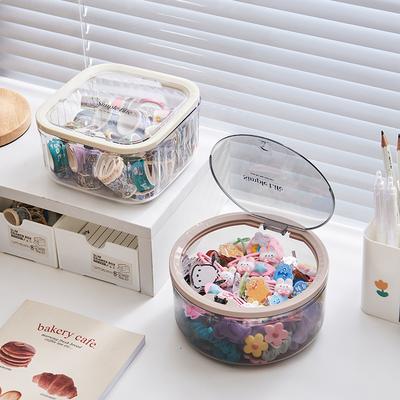 Cute Hair Accessory Storage Box Press and Flap Cover Hair Tie and Rubber Band Organizing Box Hair Clip and Hair Band Jewelry Box