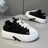 Fashion 2025 Autumn New Men's Sneakers Round Head Lace-Up Casual Shoes Solid Color Fashion Platform Trend Board Shoes zapatillas hombre