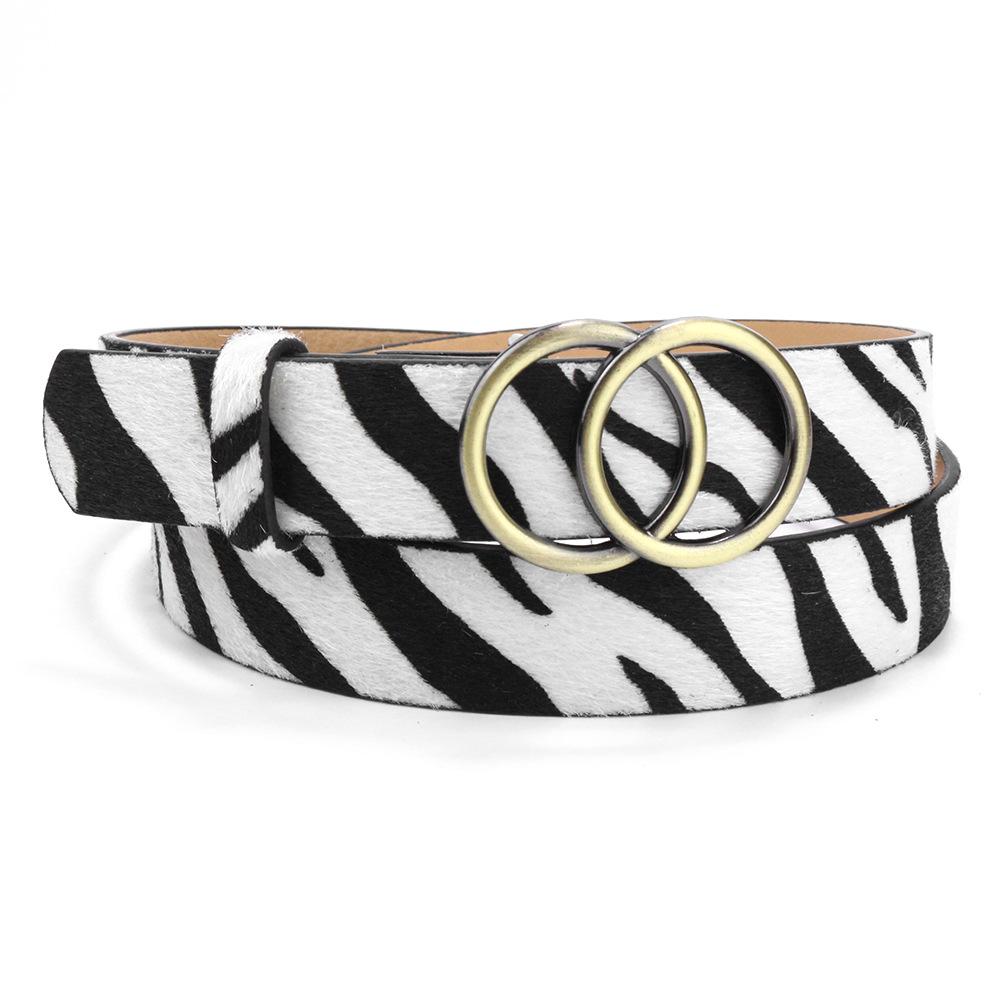 Clothing Vintage Belt Women'S Decorative Double Round Buckle Belt Jeans Belt Casual Ladies