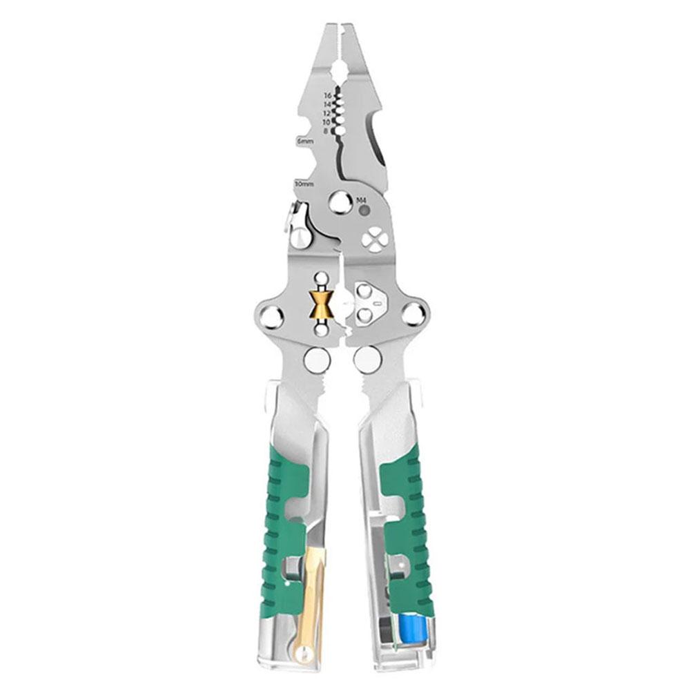 Multi Function Foldable Wire Stripper Cutter Crimper with Voltage Test for Electrician Cable Work High Carbon Steel Tool
