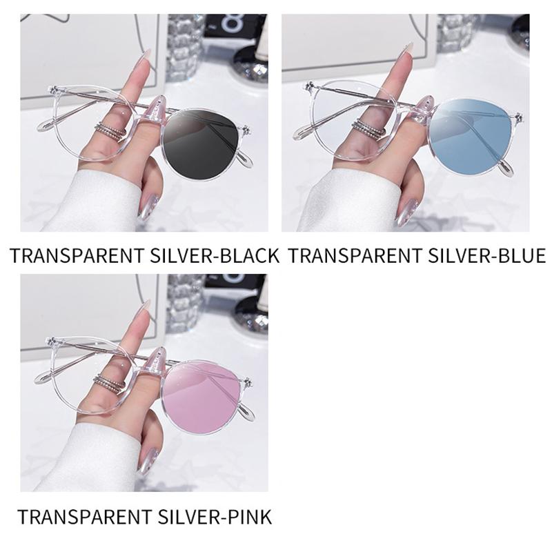 Fashion Outdoor Ultralight Changing Color Photochromic Glasses Unisex Round Frame Glasses