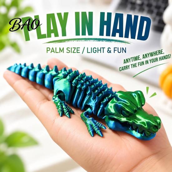 Creative Desktop Decoration 3D Printed Articulated Crocodile Toy, Flexible Reptile Figure, Animal Fidget Toy for Unique Gift Stress Relief,