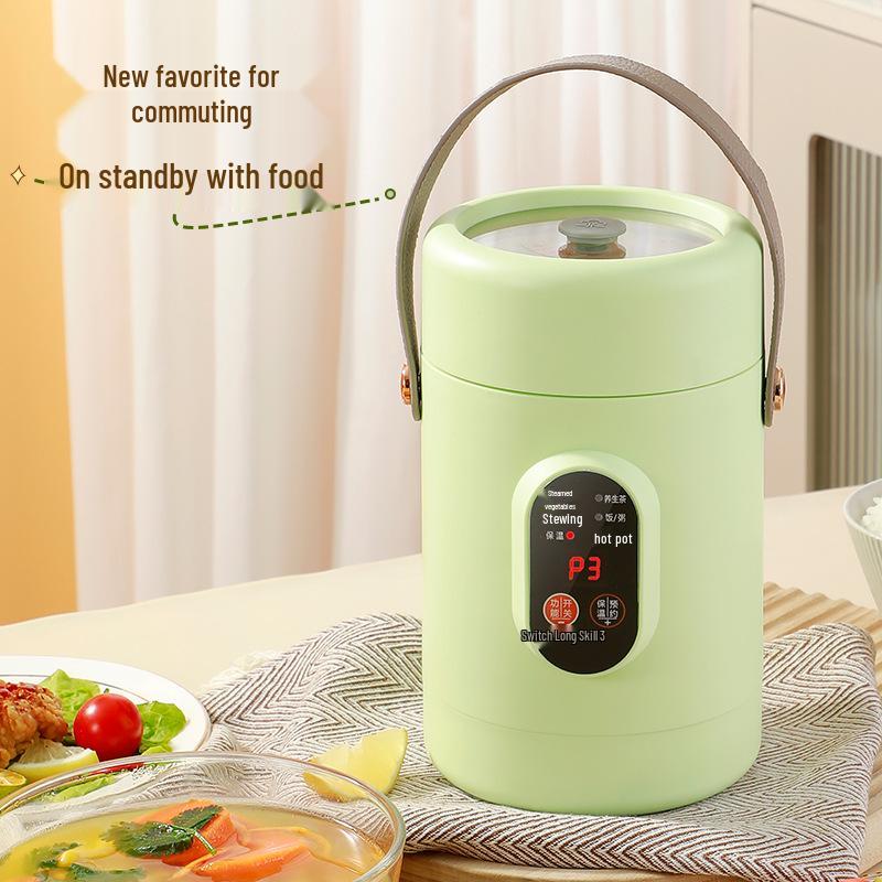 Douyin Celebrity Electric Stew Pot: Portable Multi-Function Soup & Porridge Cooker with Clear Stainless Steel Design