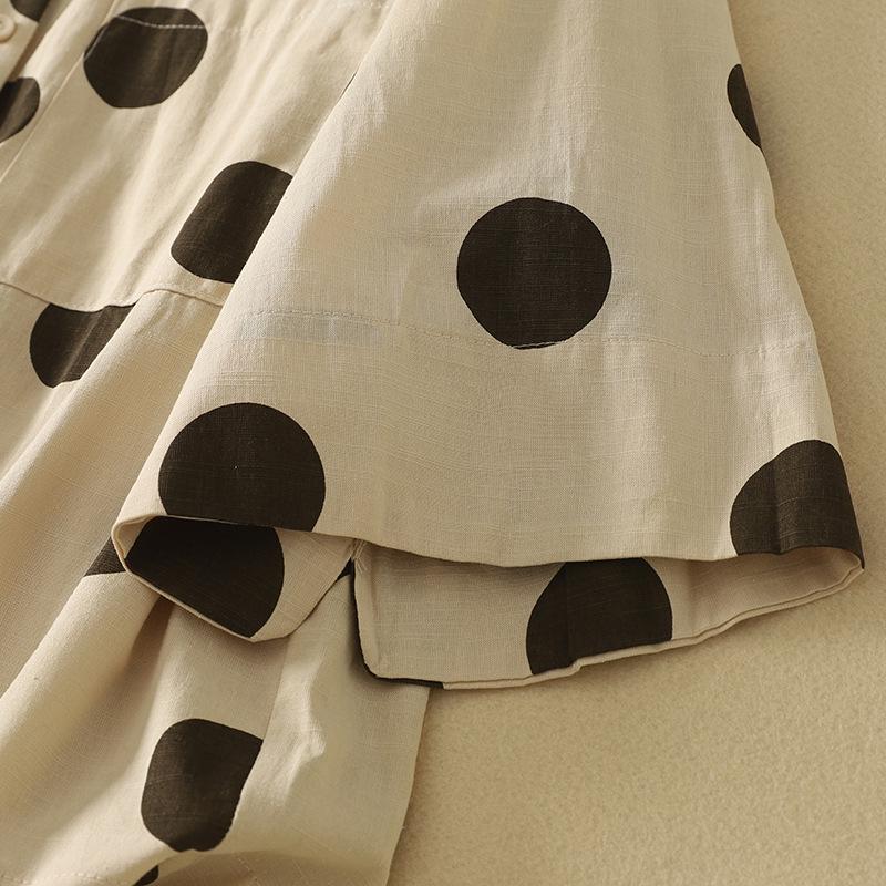Plus Size Women's Polka Dot Retro Slimming Top – Short-Sleeved, Loose-Fit Summer Shirt