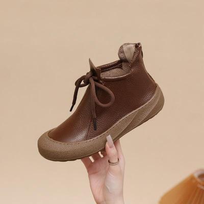 2026 Spring Autumn Genuine Leather Shoes Women Ankle Boots Soft Brand Mother Shoes Casual Boots Plus Size 41