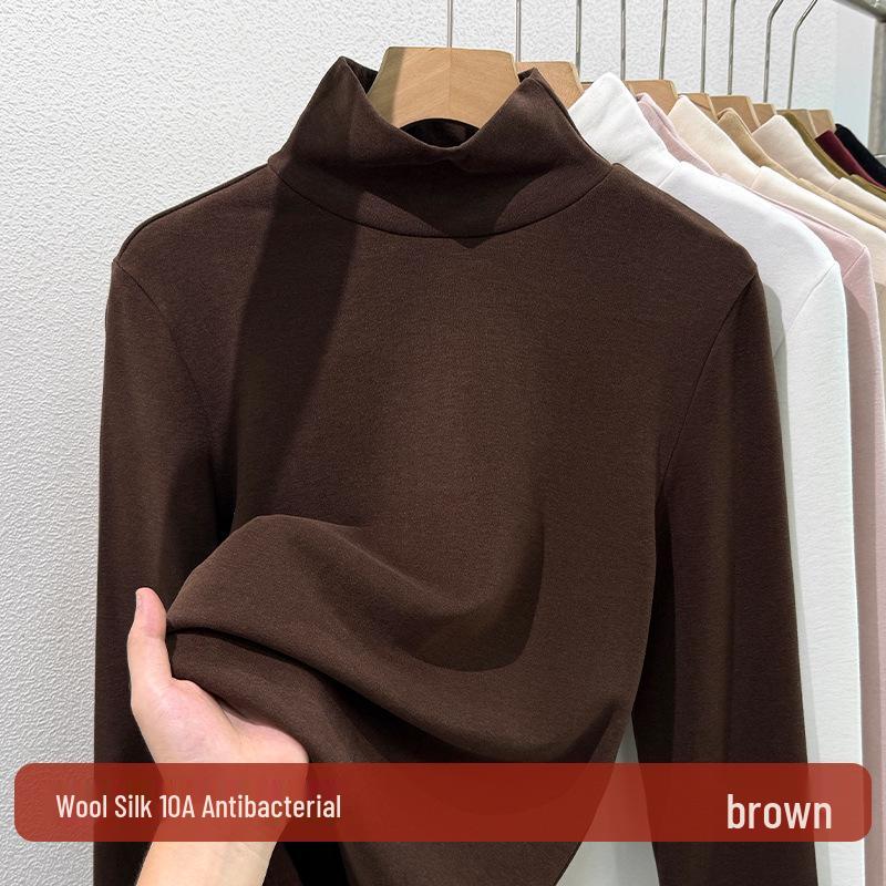 Women's 2025 Warm High-Neck Base Layer Top, Thickened Silk with Lambswool Lining