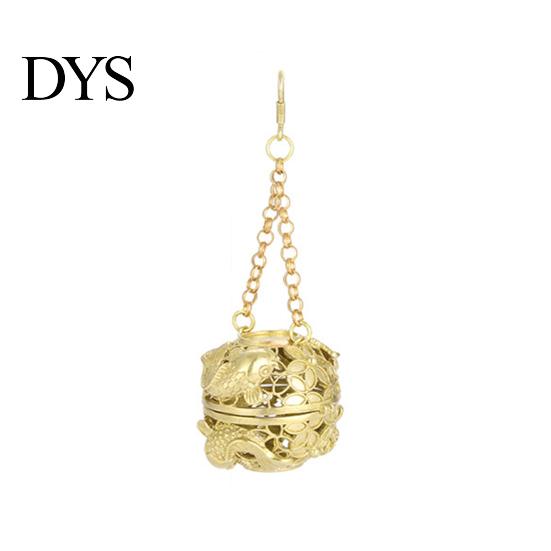 Mini Incense Burner Decorative Artistic Exquisite Reduce Anxiety Pure Brass Aromatherapy Furnace Retro Hollow-out Car Pendant for Home Censer