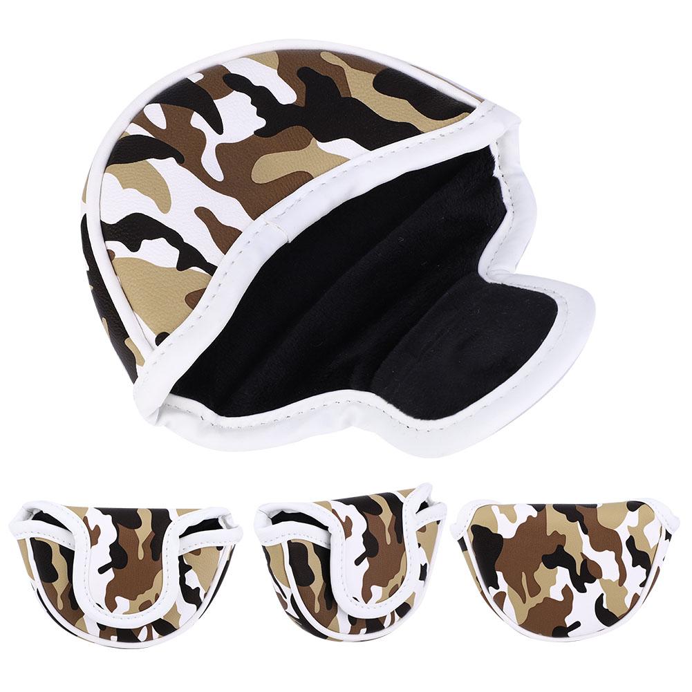 PU Leather Camouflage Semicircular Waterproof Magnetic Buckle Golf Putter Head Cover Club Headcovers