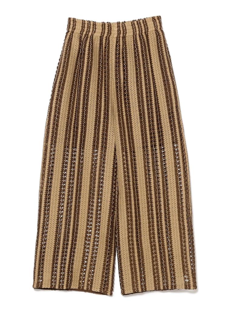 B:MING LIFE STORE by BEAMS Women's Indian Striped Lace Pants (Sizes S-M) Beige