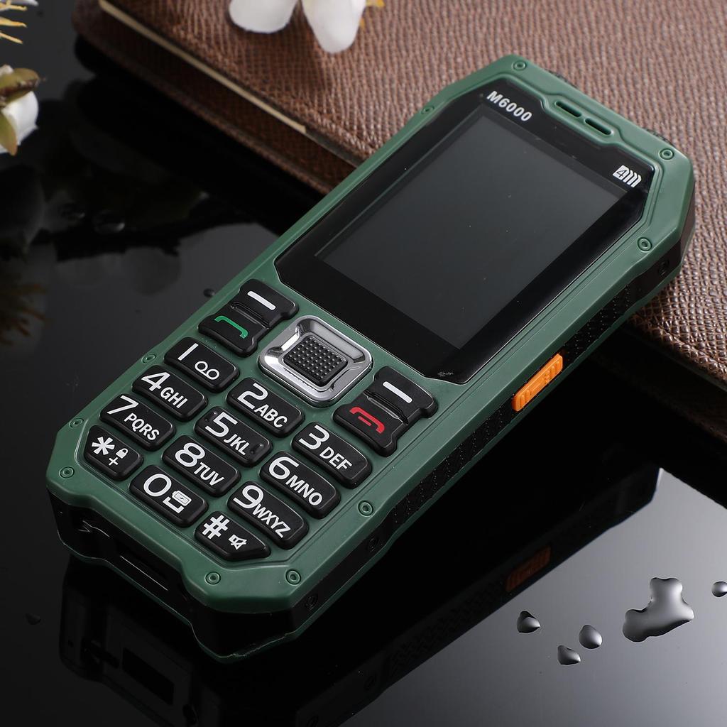 M6000 2G Button Mobile Phone 2.4inches Loud Speaker 2400mAh Flashlight Camera FM Support Four SIM Card Feature Mobile Phone