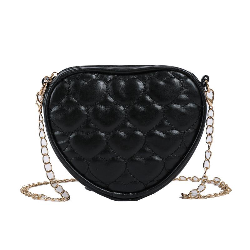 

Stylish Heart-shaped Kids Shoulder Bag Trendy Quilted Design For Boys And Girls чёрный