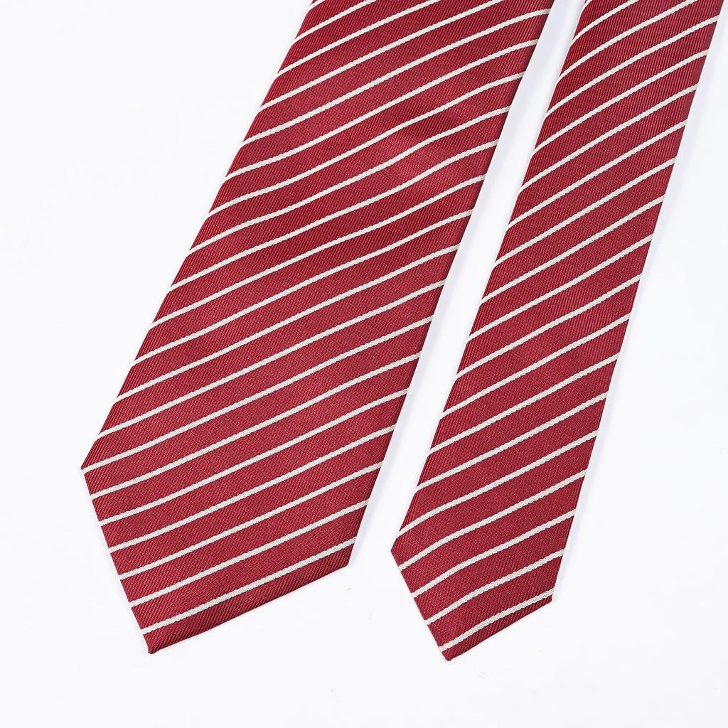 Emporio Armani Made in EM001346 TE13741 F5029 Men's Tie, 7.5cm Wide, 100% Silk, Striped, Bordeaux, Italy, [Used]