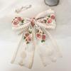 Lace Bow Elegant 2000s Style Side Clip Bow Hair Clip Sweet Girls Floral Embroidered Flower Large Bowknot Balletcore