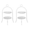 2 Pcs Dollhouse Cupcake Stand Realistic Miniature Cupcake Stand Accessories with 4 Pcs Plates White