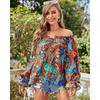 Women S One Shoulder Long Sleeve Printed Casual Shirt
