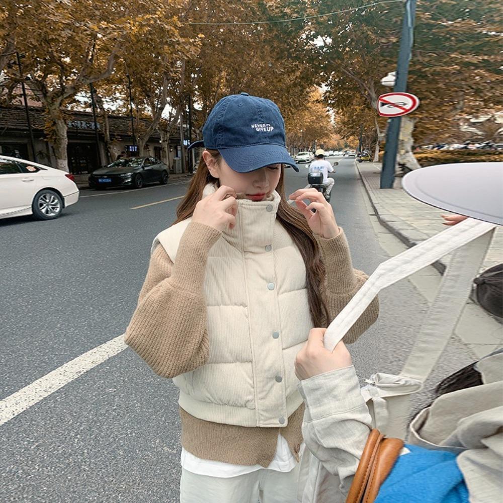 High-waisted Corduroy Vest Women's Autumn and Winter Vest Jacket Korean Version Bread Clothes New Thickened Short