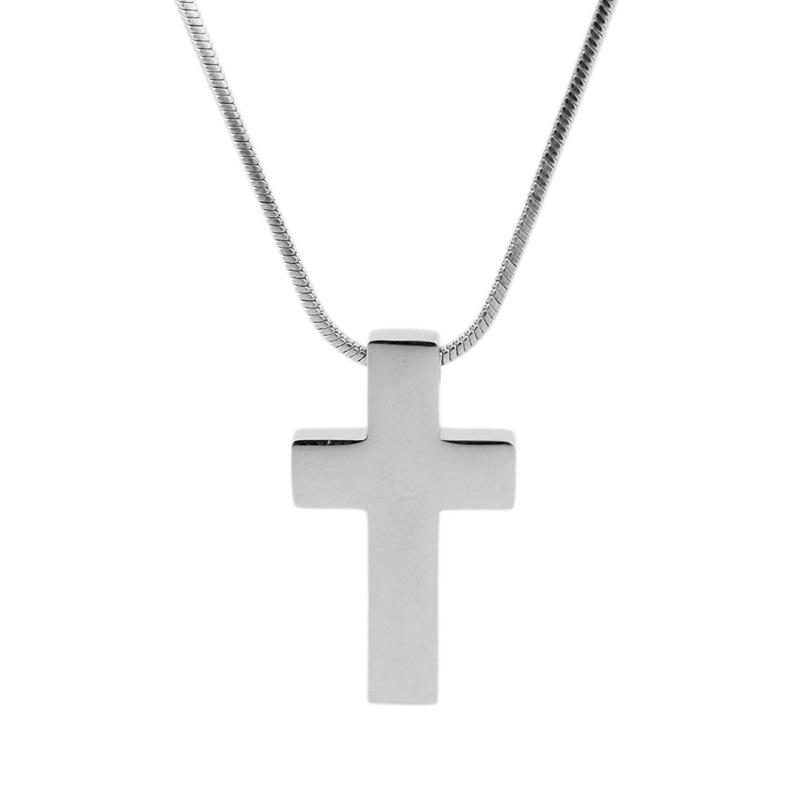Simple fashion style mirror necklace cross collarbone chain stainless steel personalized pendant item