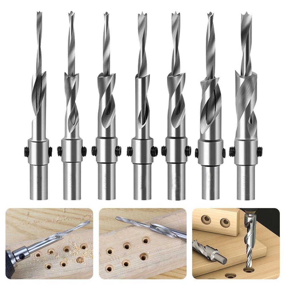 3mm-8mm Countersunk Head Salad Drill Flat Bottom Drill Bit High Speed Steel Woodworking Drill Bit Hole Cutter Punch Tools