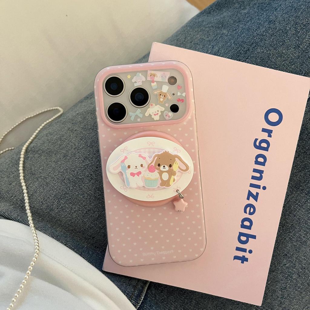 Girly Pink Polka Dot iPhone 17 Pro Max Case with Magnetic Bracket